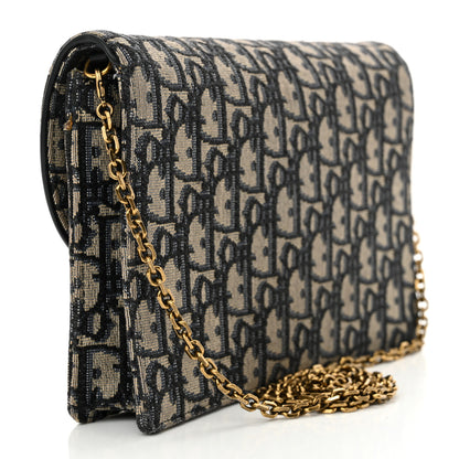 Christian Dior Oblique Saddle Chain Pouch Blue 3 of 17