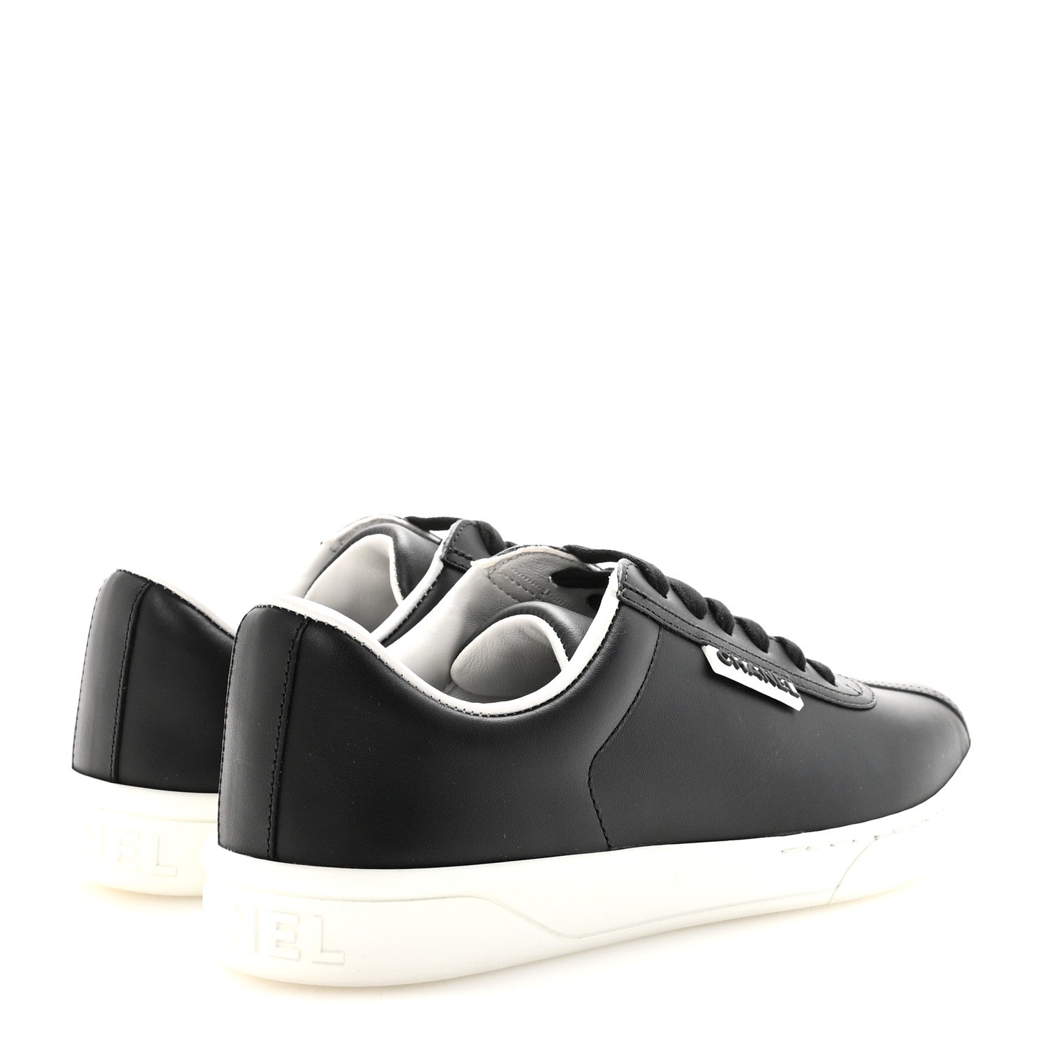 Chanel Calfskin CC Womens Sneakers 37 Black 5 of 10