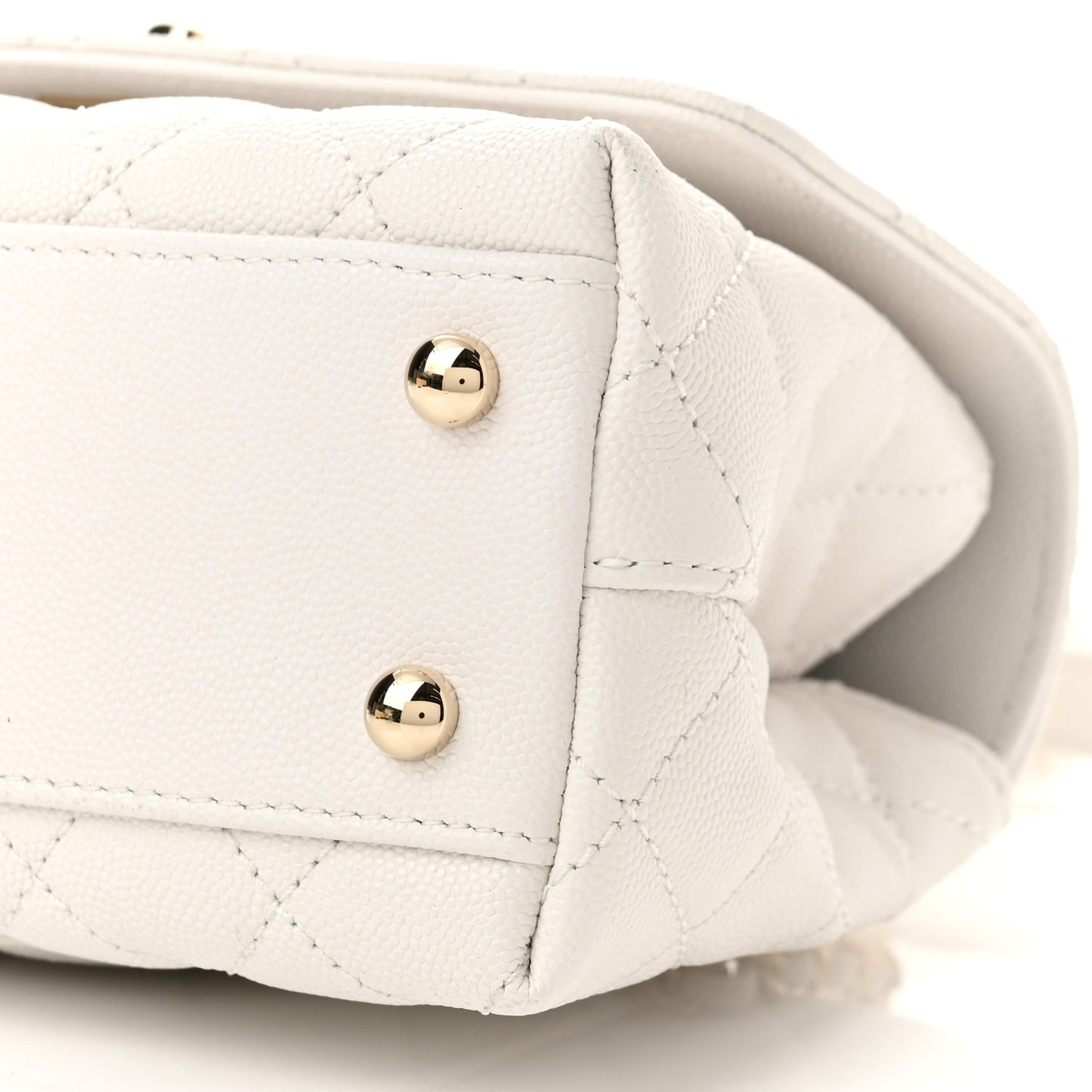 Caviar Quilted Mini Coco Handle Flap White