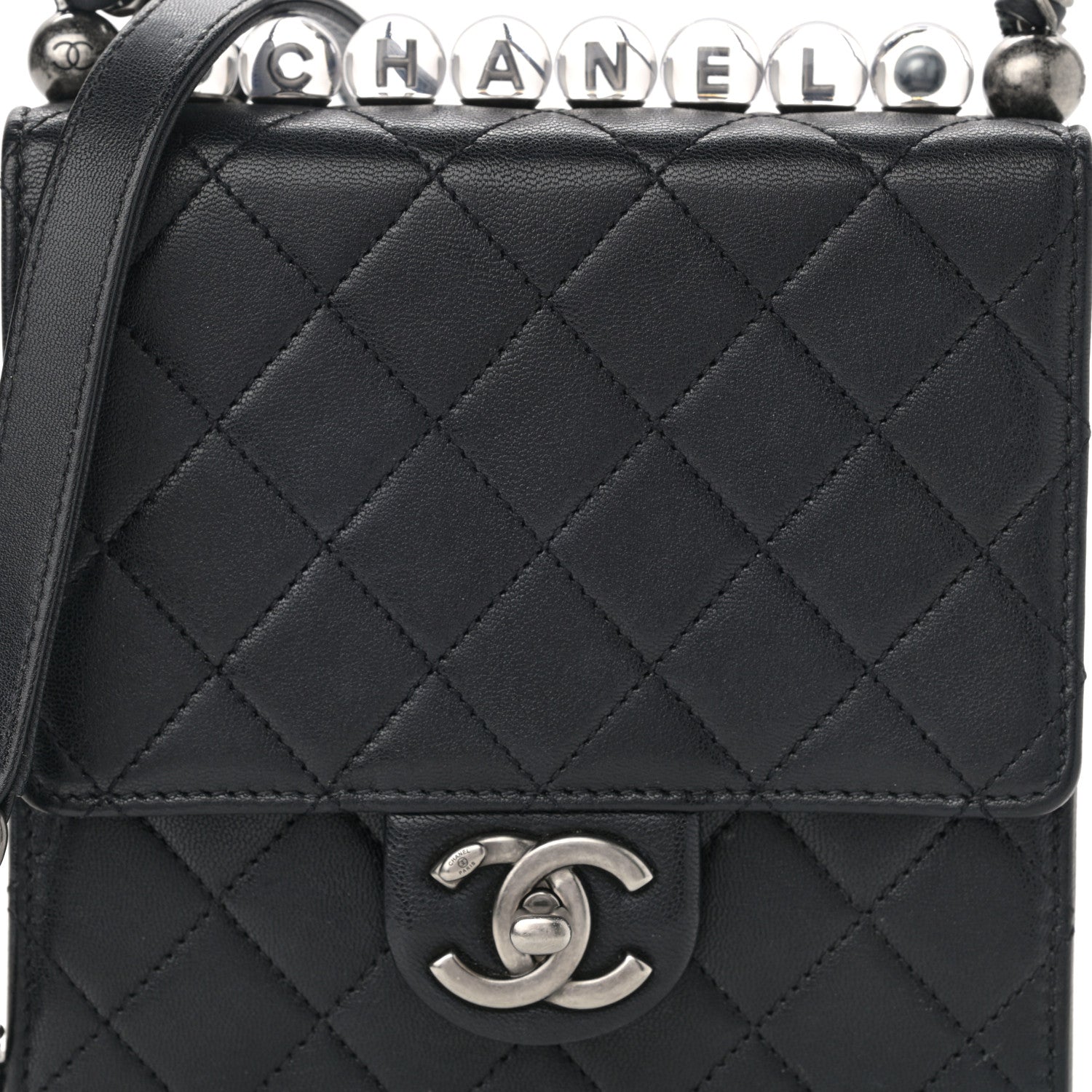 Chanel Goatskin Quilted Acrylic Beads Flap Black 8 of 13