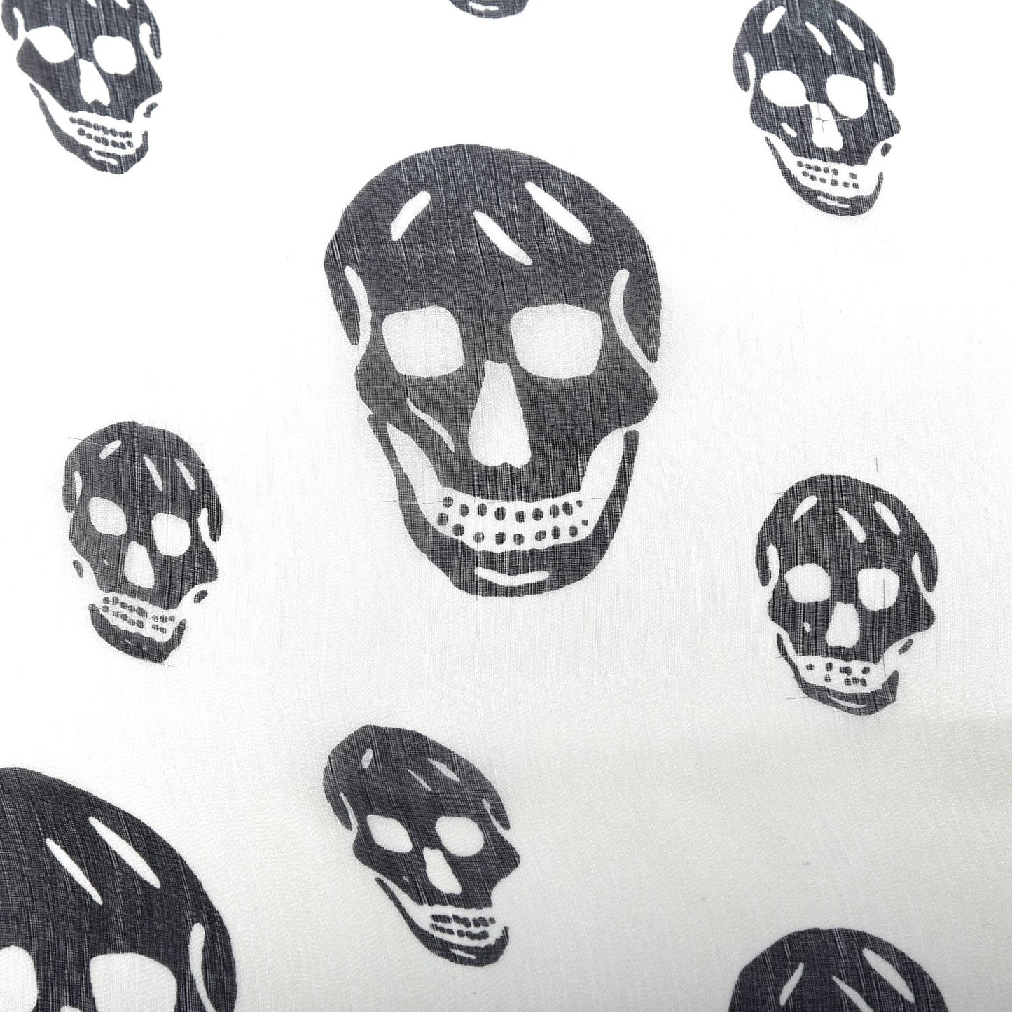 Silk Chiffon Skull Scarf Ivory Black