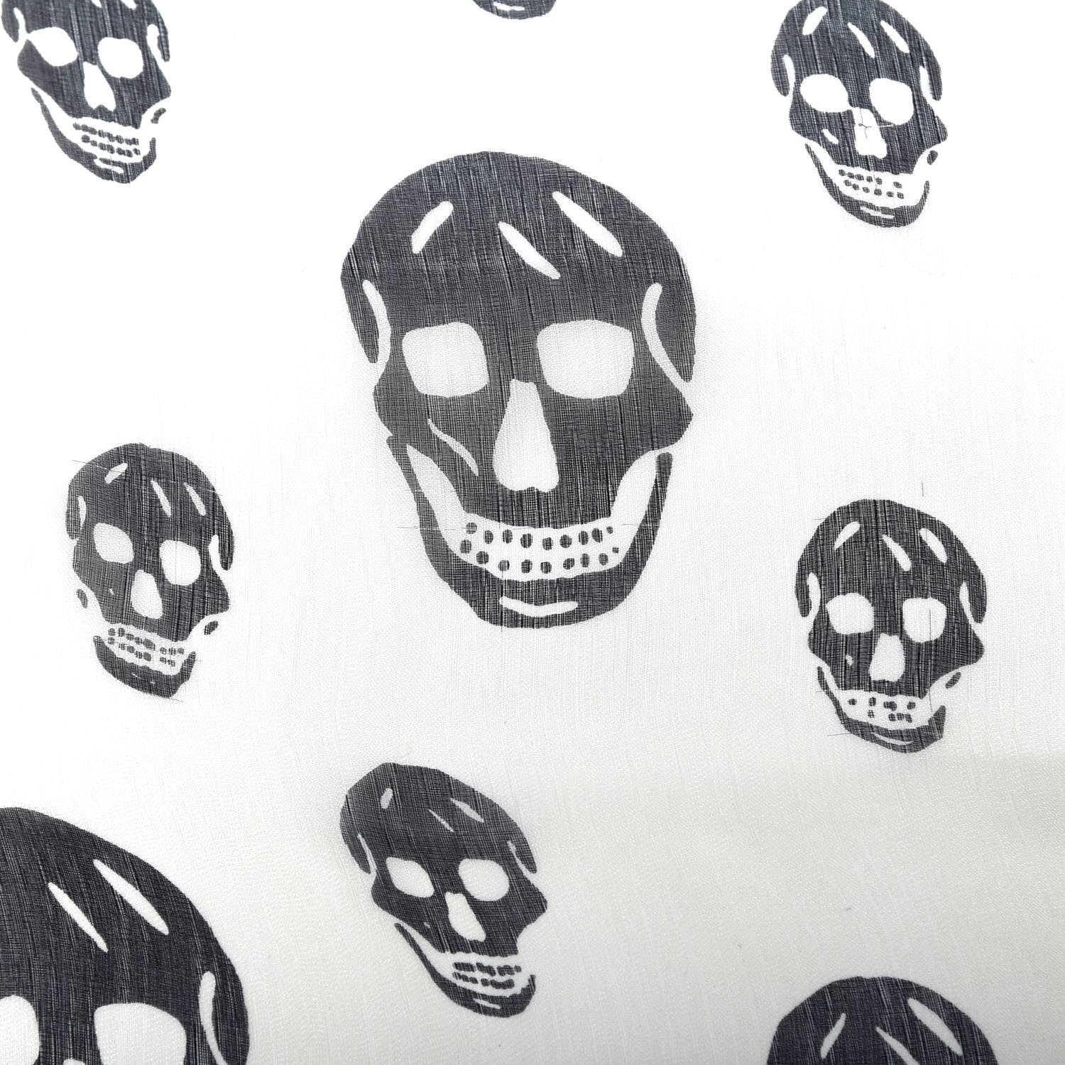 Alexander McQueen Silk Chiffon Skull Scarf Ivory Black 7 of 7