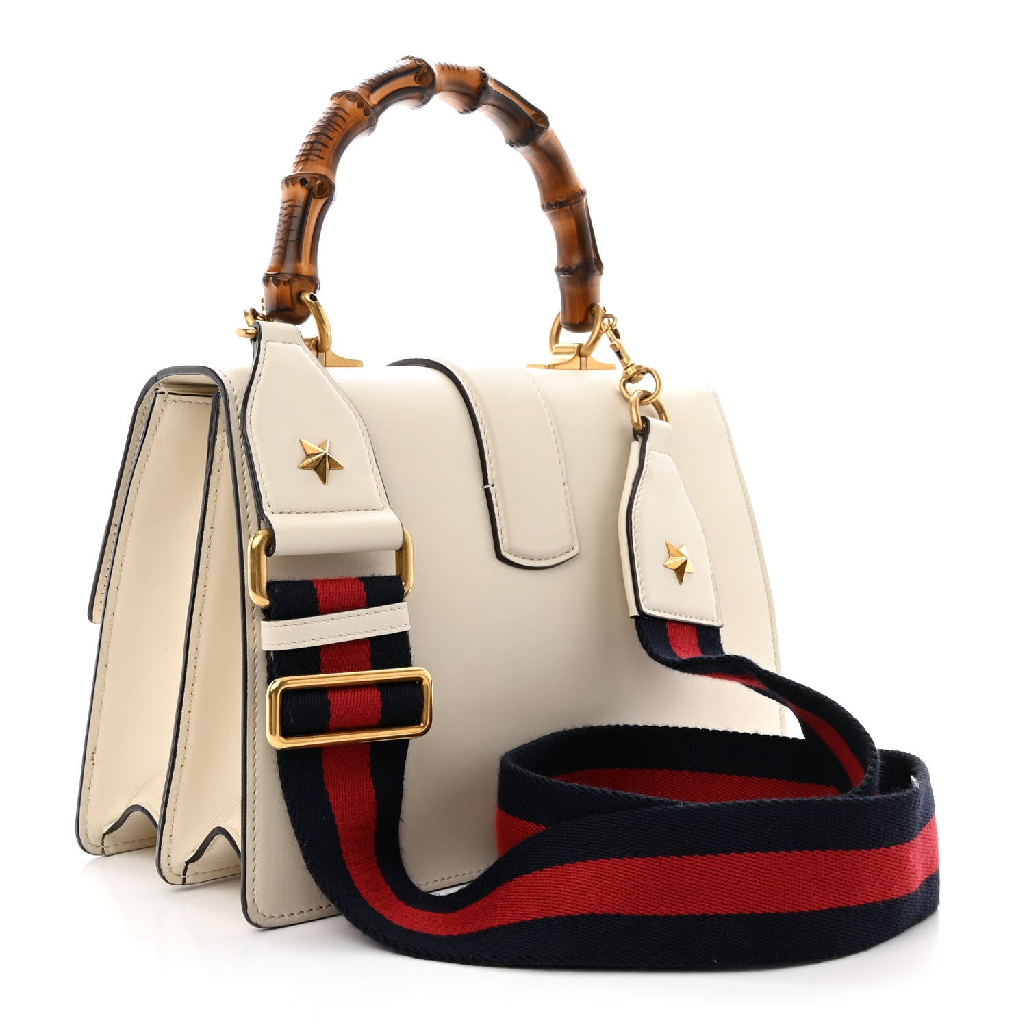 Gucci Calfskin Bamboo Web Medium Dionysus Top Handle Bag White Blue Hibiscus Red 3 of 12