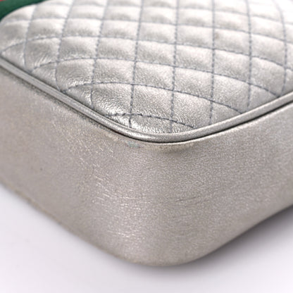 Gucci Laminated Nappa Web Trapuntata Small GG Shoulder Bag Argento 9 of 16