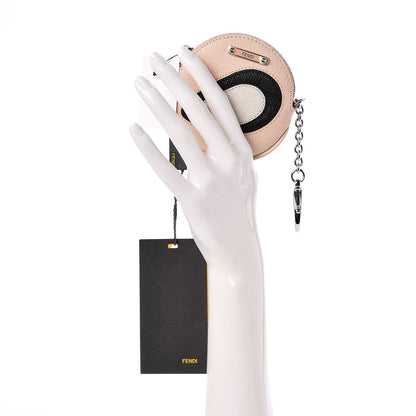 Fendi Saffiano Monster Eye Coin Purse Key Case Rosa Plaster 2 of 8