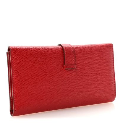 Hermes Epsom Bearn Gusset Wallet Rouge Casaque 3 of 6