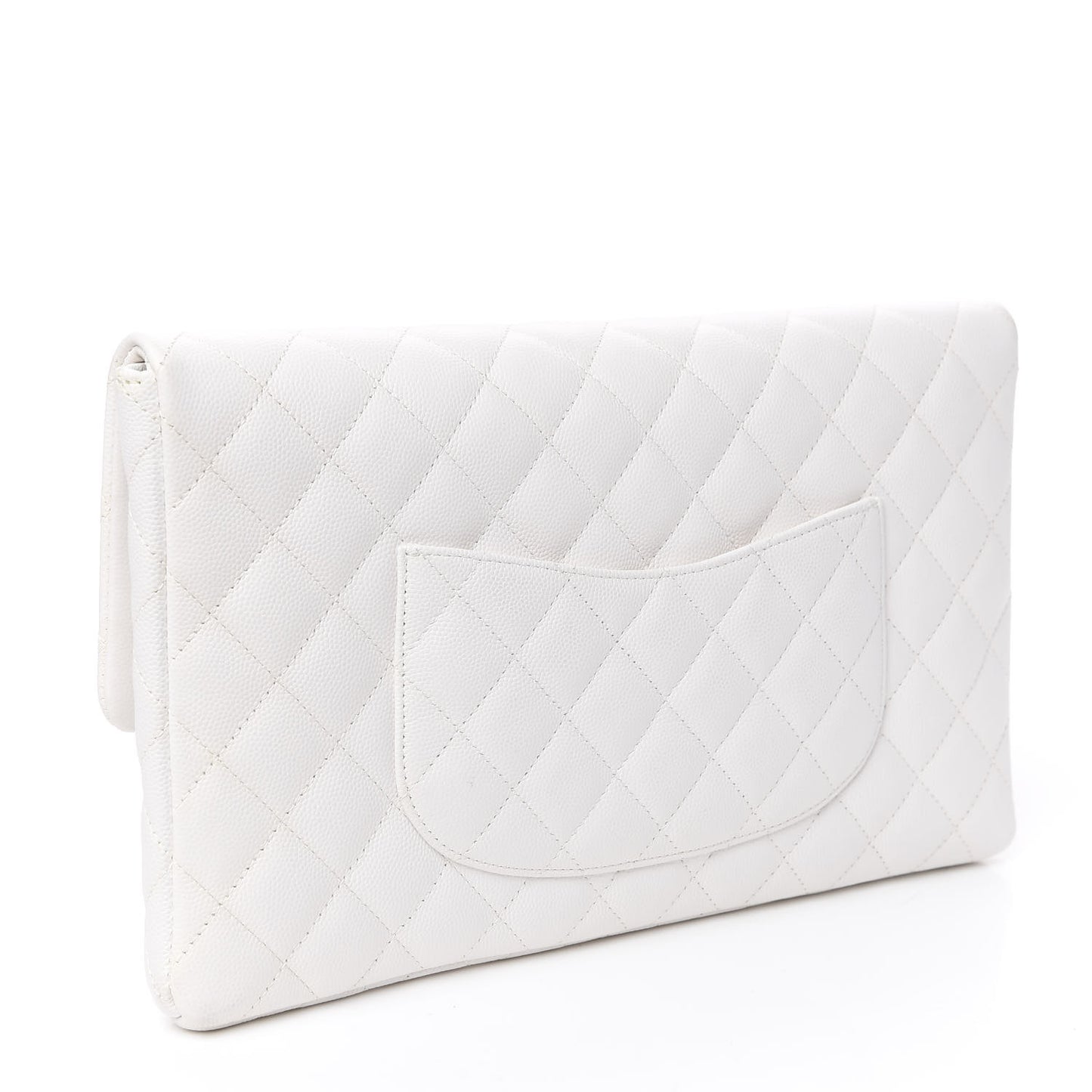 Caviar Quilted Flap Clutch Ivory