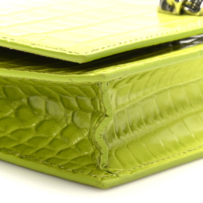 Alexander McQueen Calfskin Crocodile Embossed Skull Mini Crossbody Bag Lichen 7 of 8