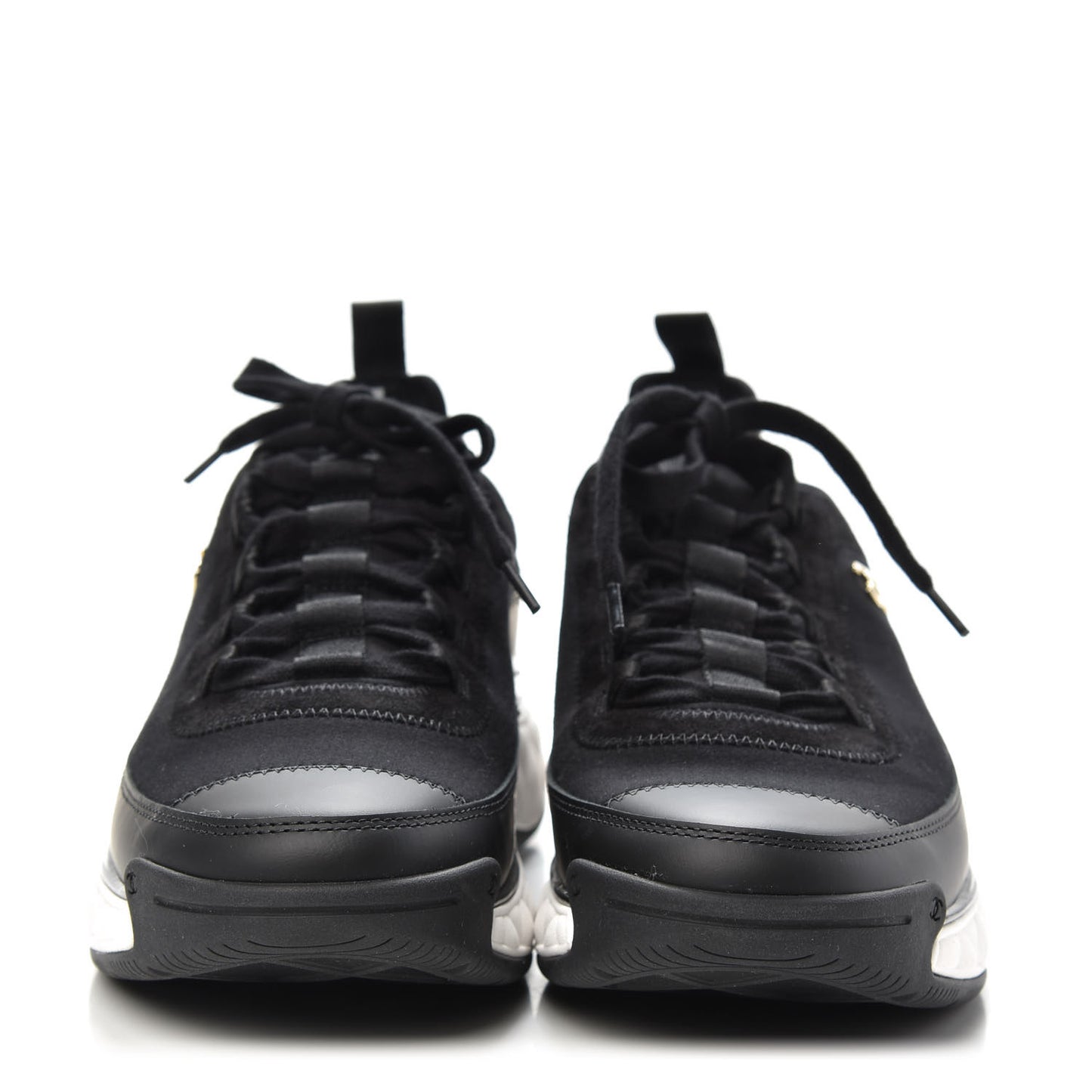 Velvet Calfskin Mixed Fibers CC Sneakers 41 Black