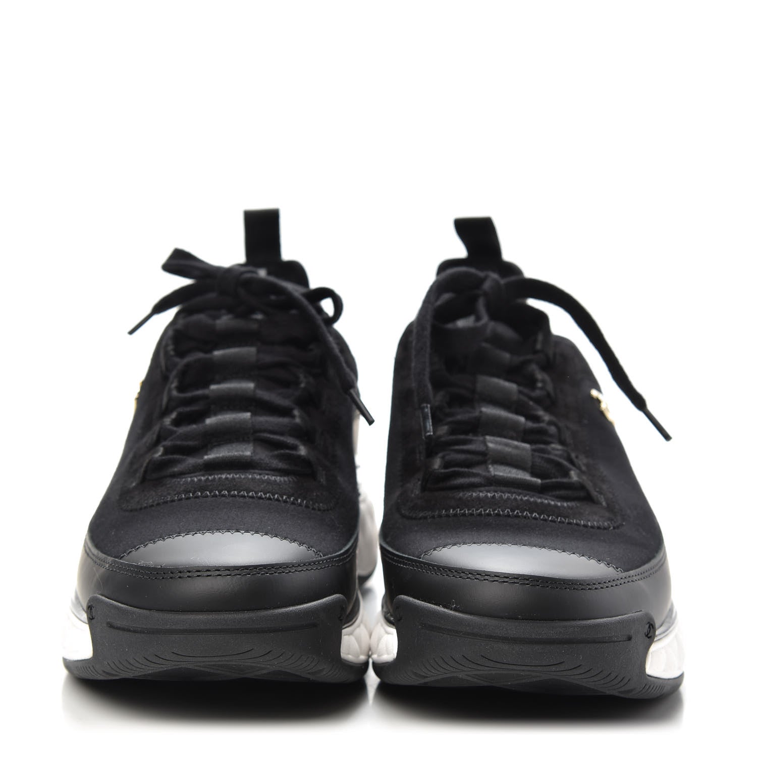 Chanel Velvet Calfskin Mixed Fibers CC Sneakers 41 Black 2 of 9