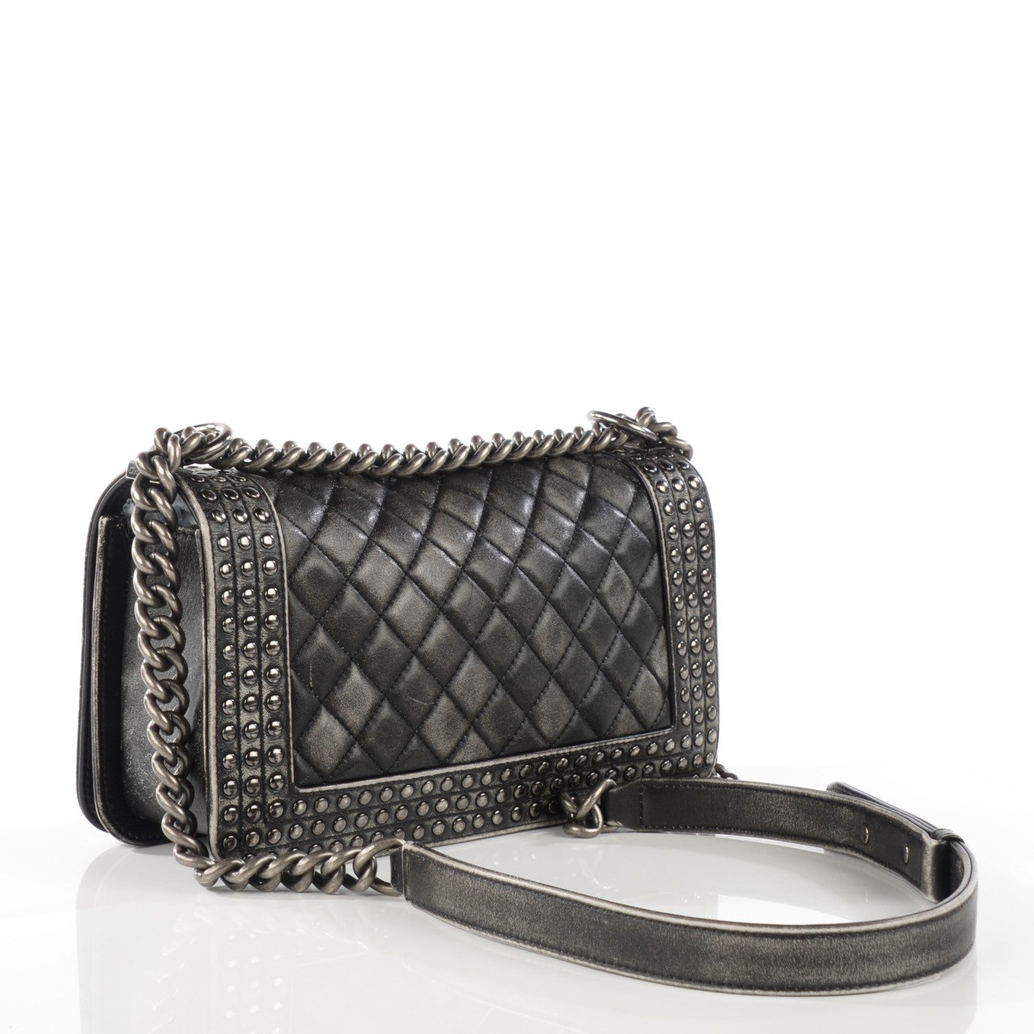 Chanel Faded Calfskin Medium Studded Boy Flap Black 3 of 11