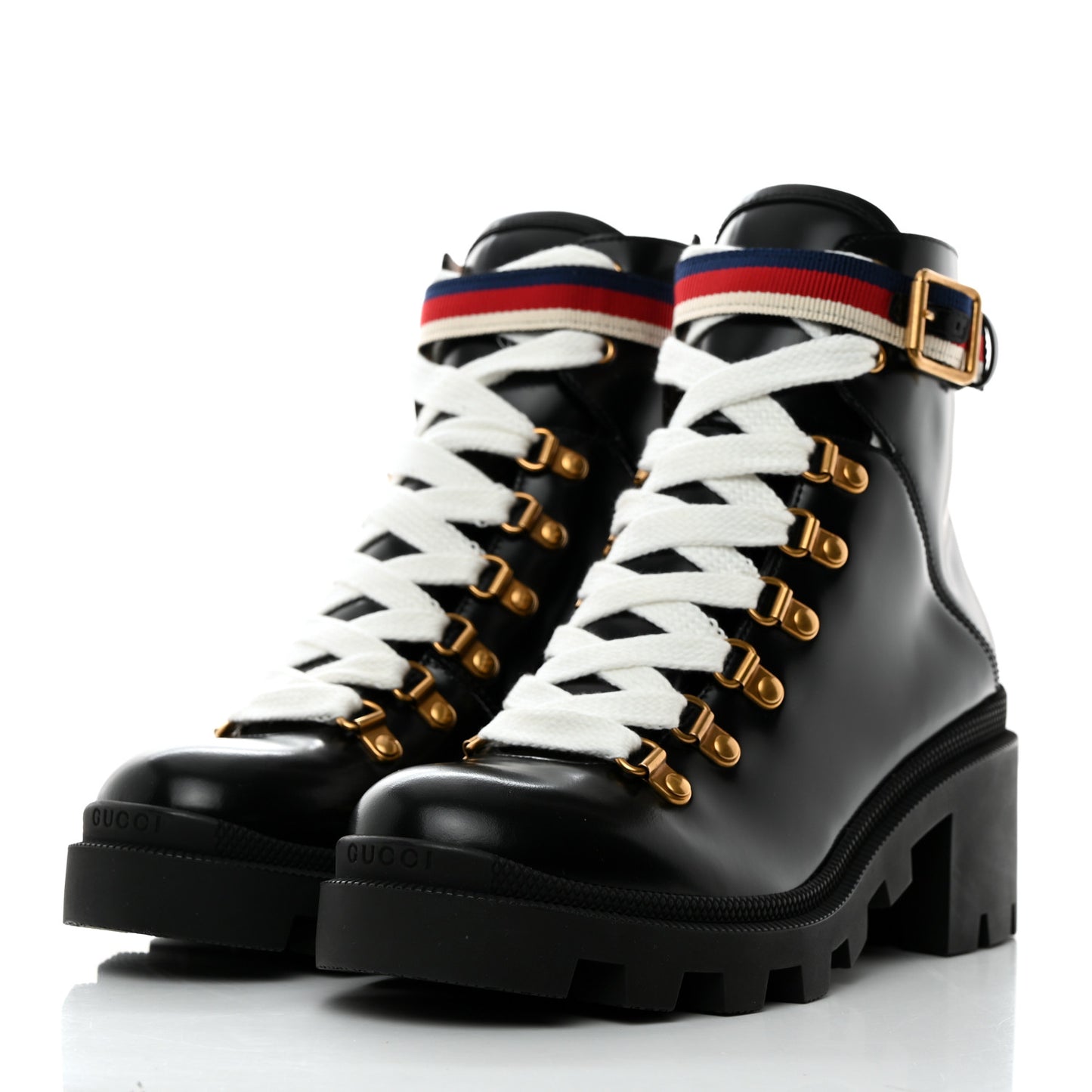 Calfskin Sylvie Web Womens Lace Up Combat Boots 37 Black