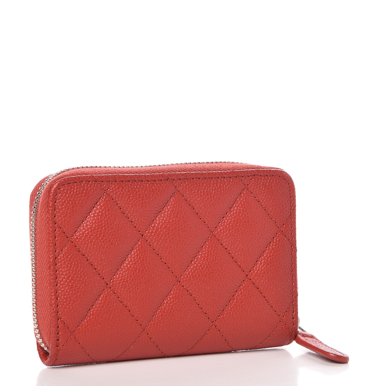 Chanel Caviar Quilted Zip Coin Purse Red 3 of 8