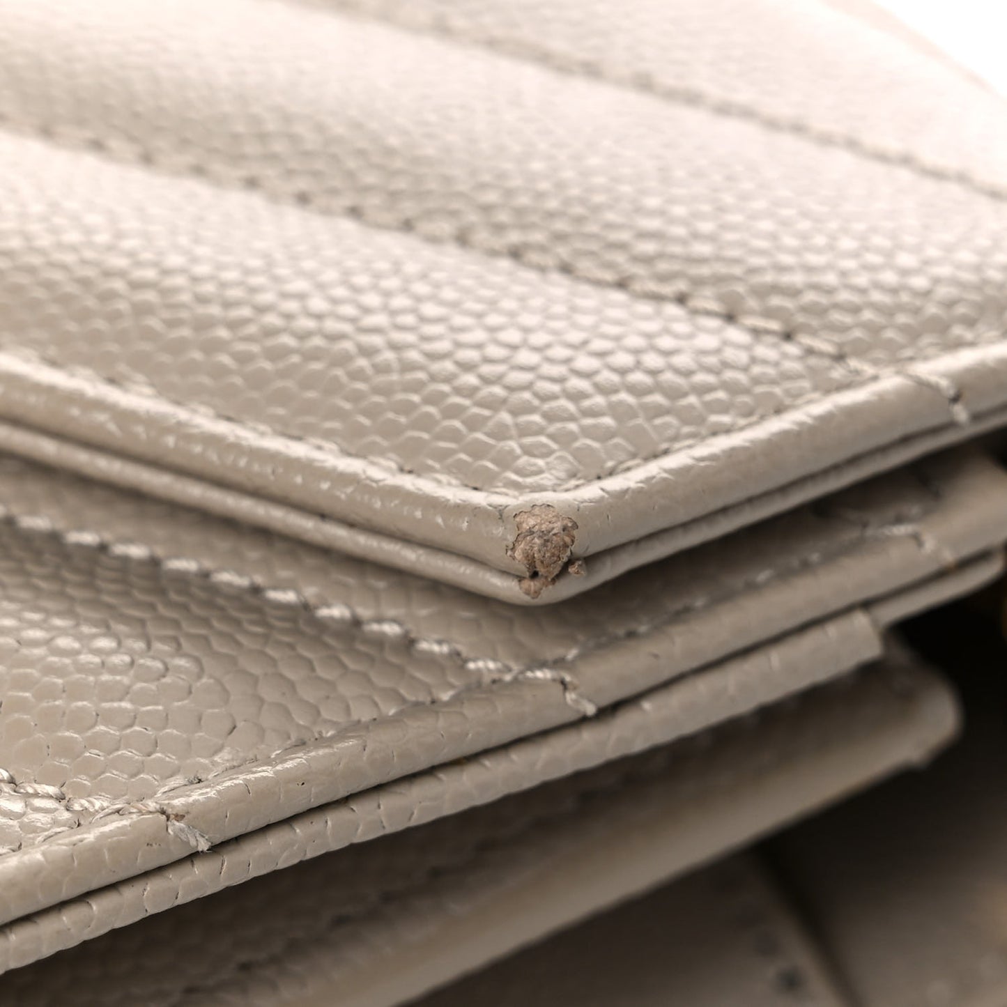 Grain De Poudre Matelasse Chevron Monogram Chain Wallet Dark Beige