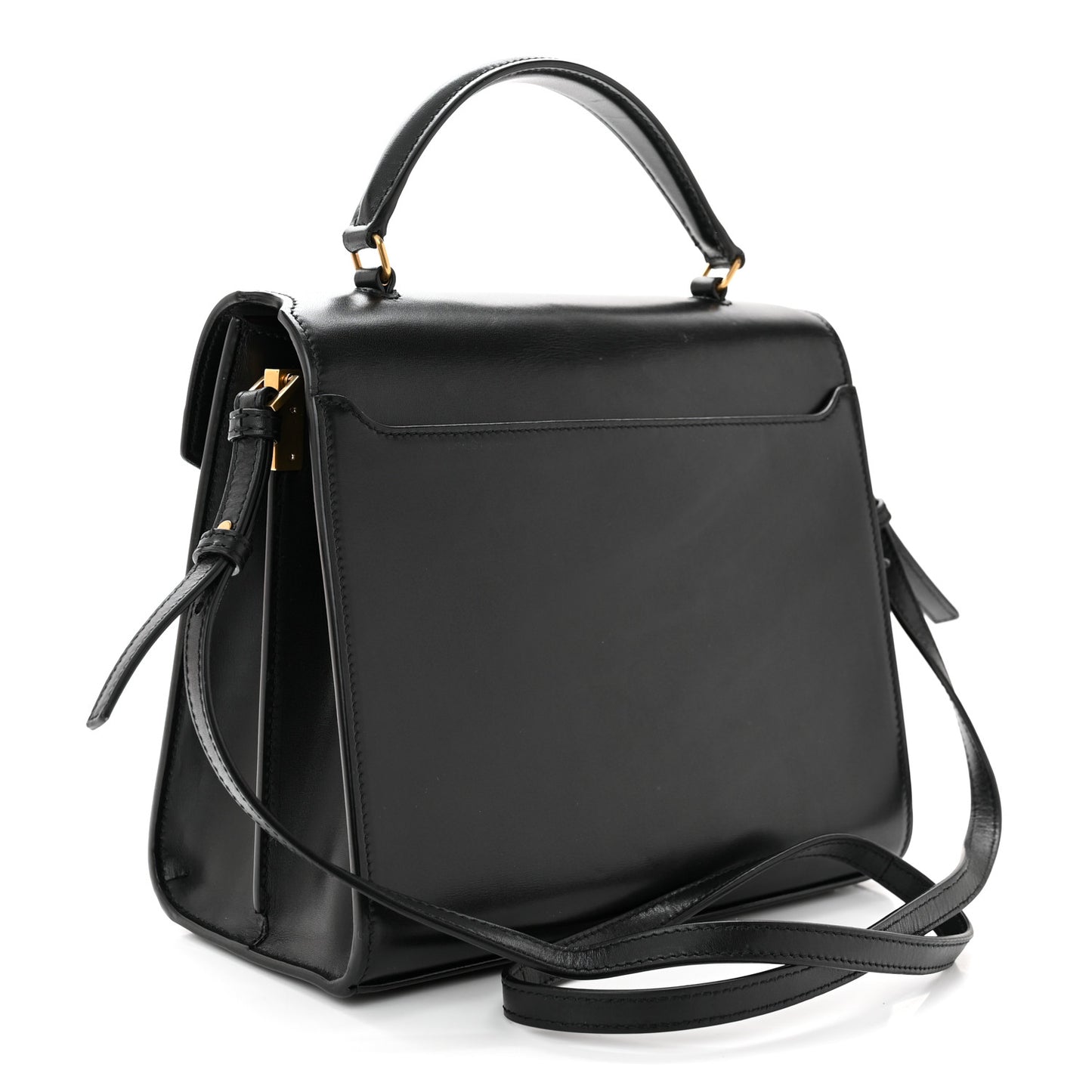 SAINT LAURENT Smooth Calfskin Medium Classic Monogram Cassandra Top Handle Black Rouge Legion