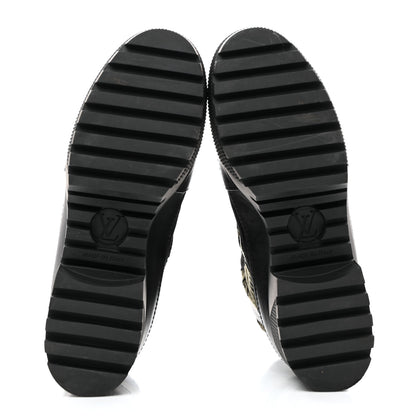 Louis Vuitton Velvet Calfskin Monogram Laureate Platform Desert Boots 37 Black Green 10 of 18