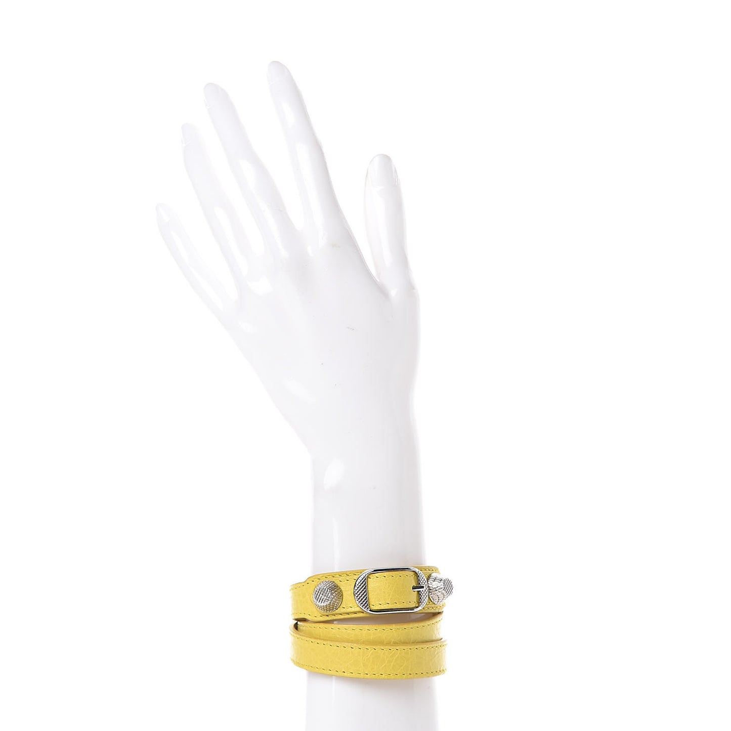 Agneau Giant Silver Hardware Triple Tour M Bracelet Curry