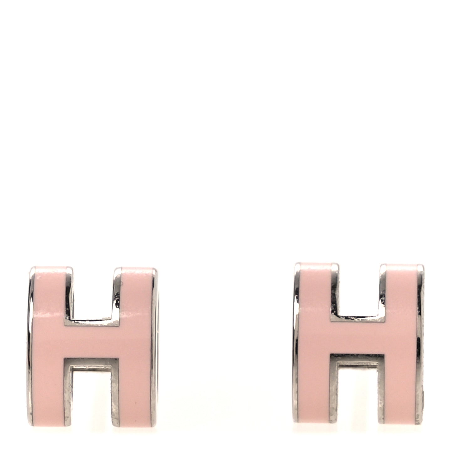 Palladium Lacquered Mini Pop H Earrings Rose Dragee