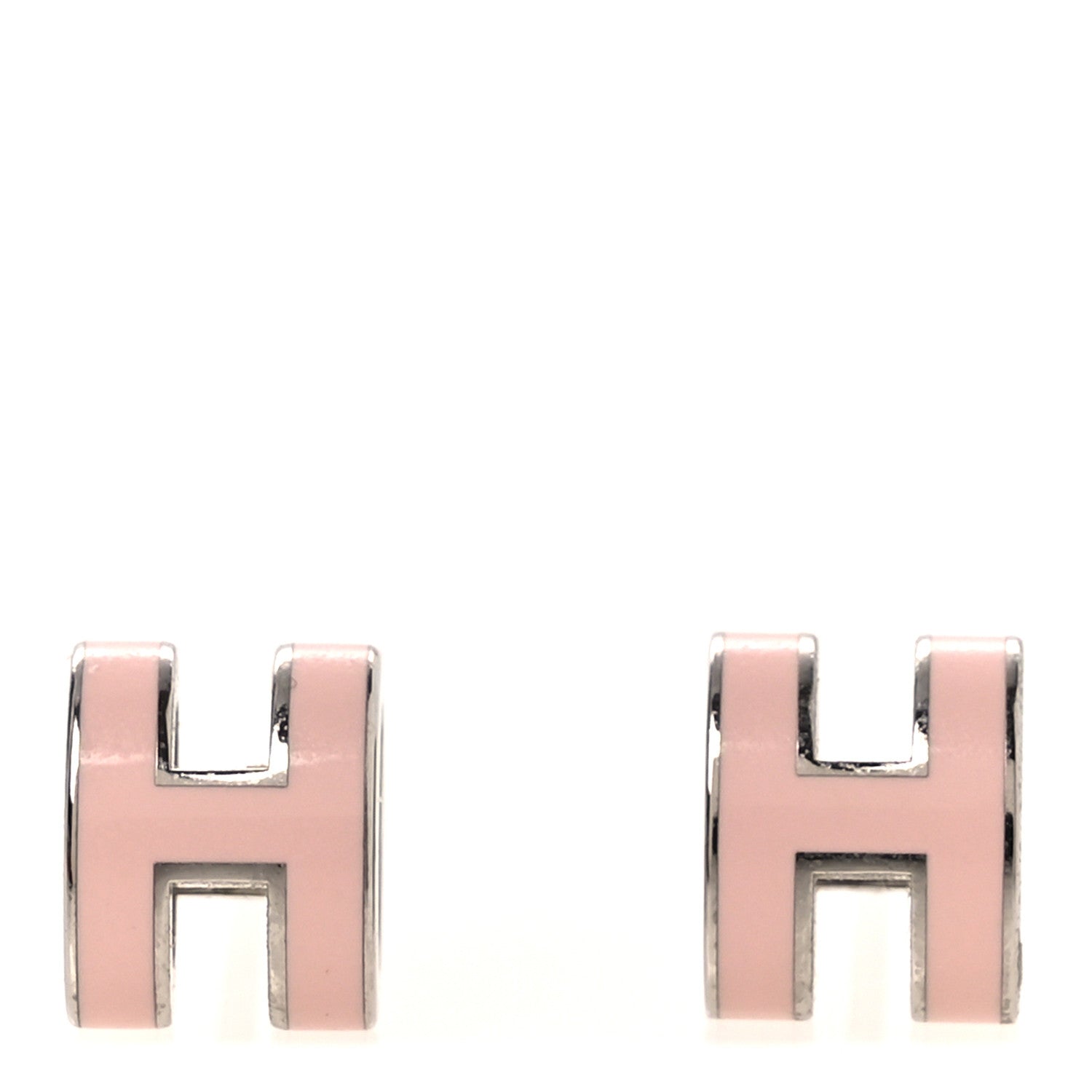 Hermes Palladium Lacquered Mini Pop H Earrings Rose Dragee 1 of 7