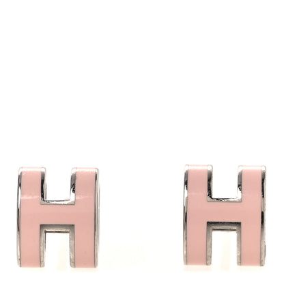 Hermes Palladium Lacquered Mini Pop H Earrings Rose Dragee 1 of 7