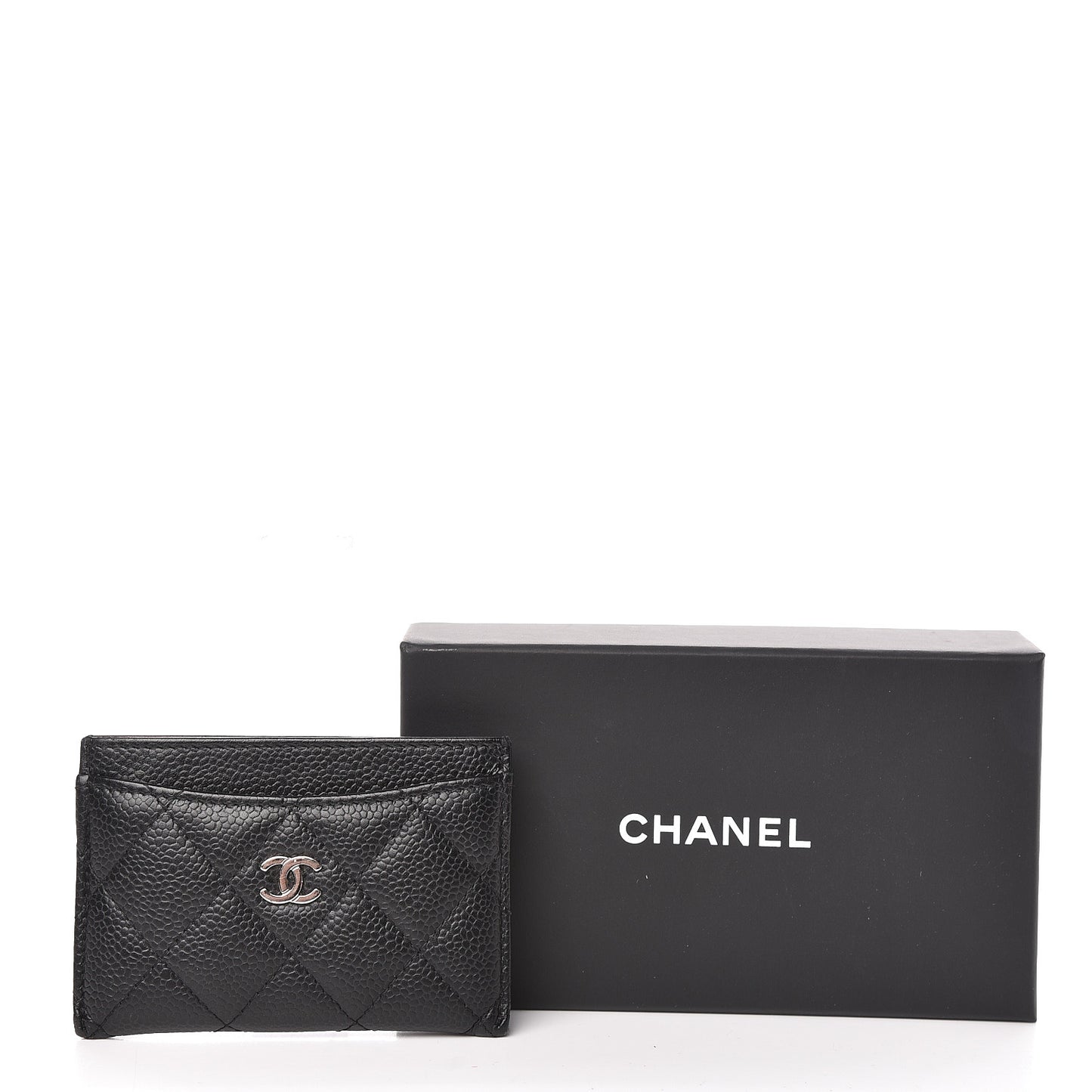Caviar Quilted Card Holder Black