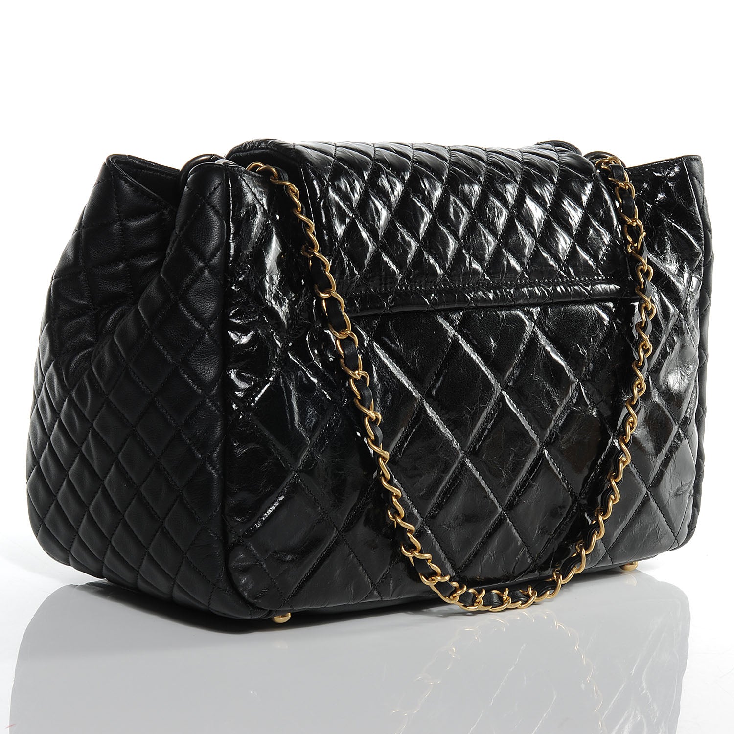 Chanel Glazed Crinkled Large East West Flap Black 3 of 8