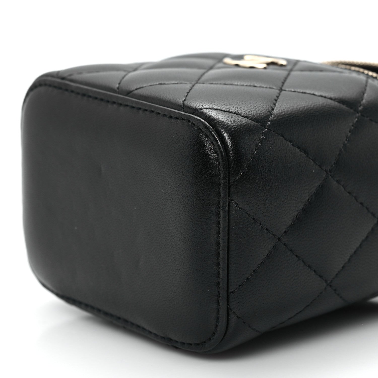 Chanel Lambskin Quilted Top Handle Mini Vanity Case With Chain Black 10 of 12