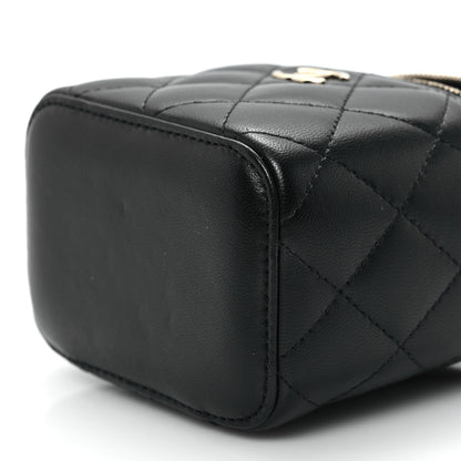 Chanel Lambskin Quilted Top Handle Mini Vanity Case With Chain Black 10 of 12