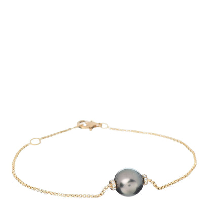 David Yurman 18K Yellow Gold Diamond Tahitian Pearl Solari Single Station Adjustable Bracelet Grey 1 of 5
