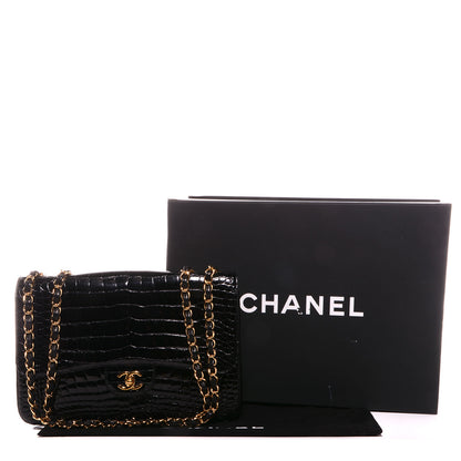 Chanel Shiny Alligator Jumbo Single Flap Black 5 of 9