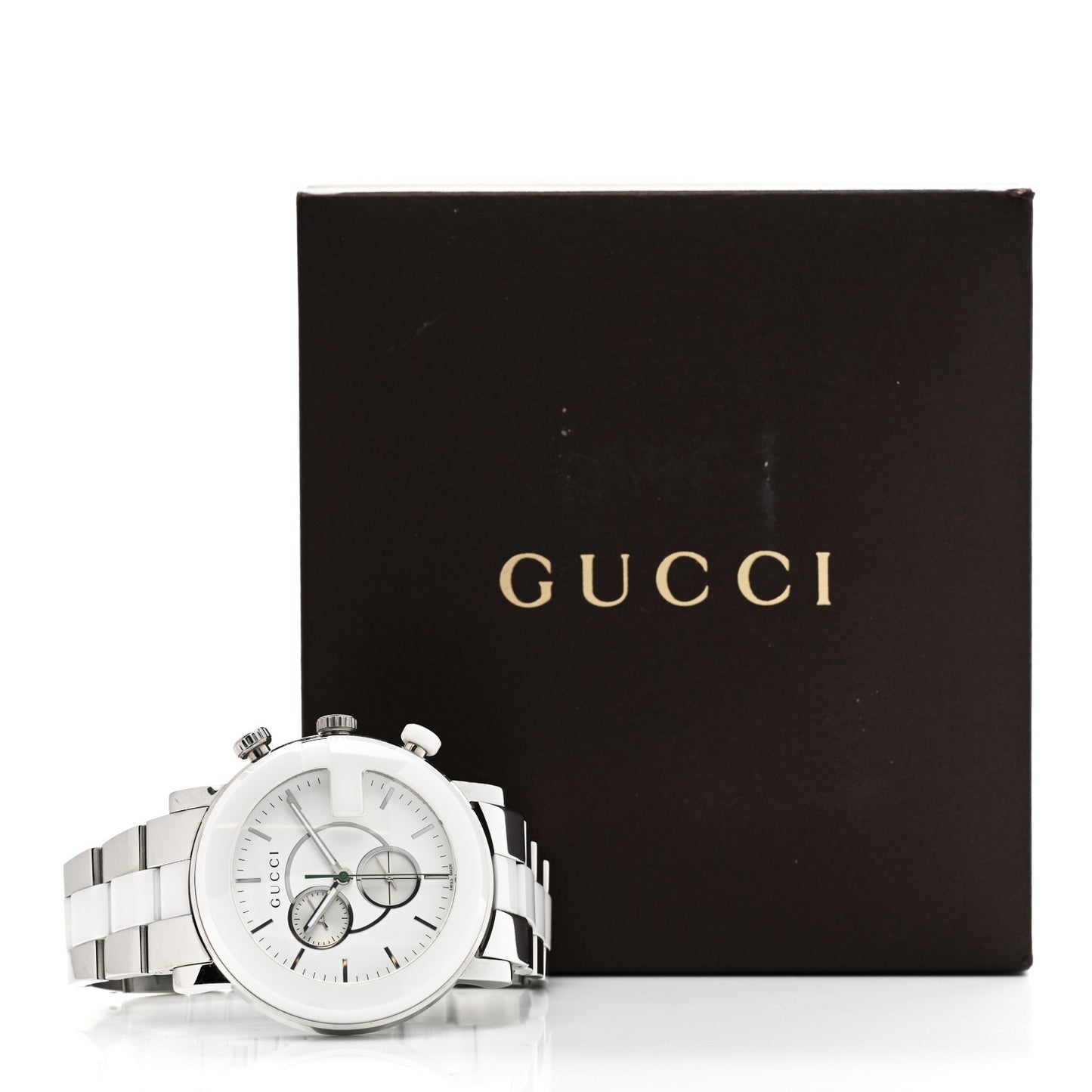 Stainless Steel Ceramic 44mm G-Chrono Chronograph Quartz Watch White