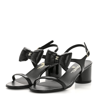 Chanel Lambskin CC Bow 55mm Sandals 36 Black 4 of 10