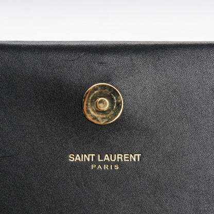 Saint Laurent Calfskin Cassandre Tassel Clutch Black 6 of 7