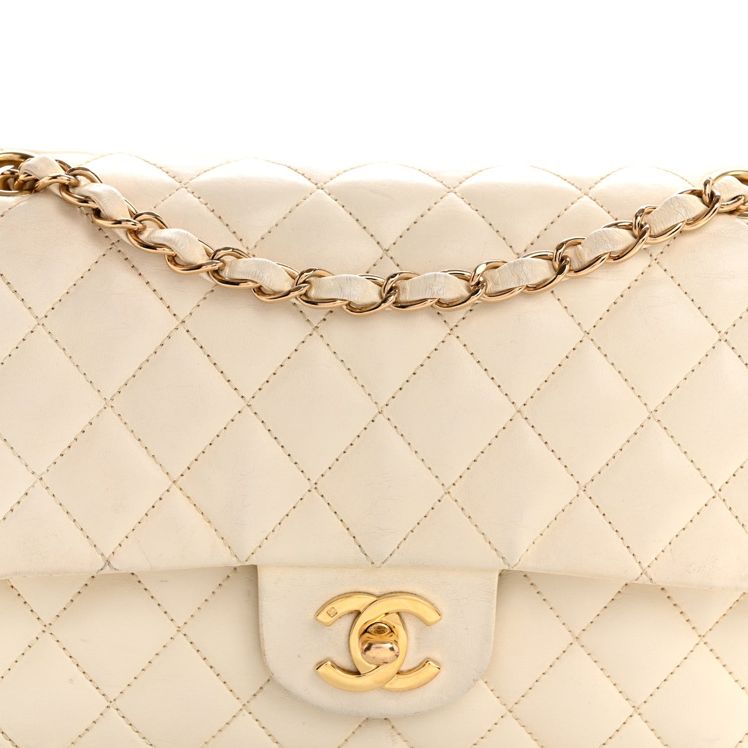 Chanel Lambskin Quilted Medium Double Flap White White 8 of 12