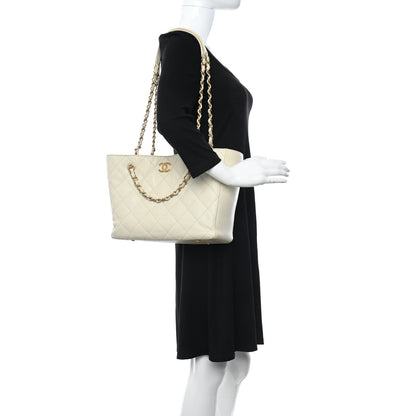 Chanel Caviar Quilted Small Shopping Tote White 2 of 10