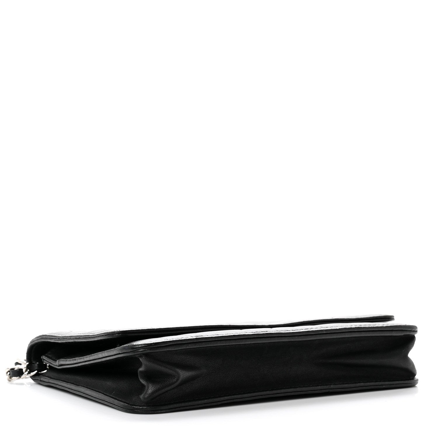 Chanel Lambskin Camellia Embossed Wallet On Chain WOC Black 4 of 9