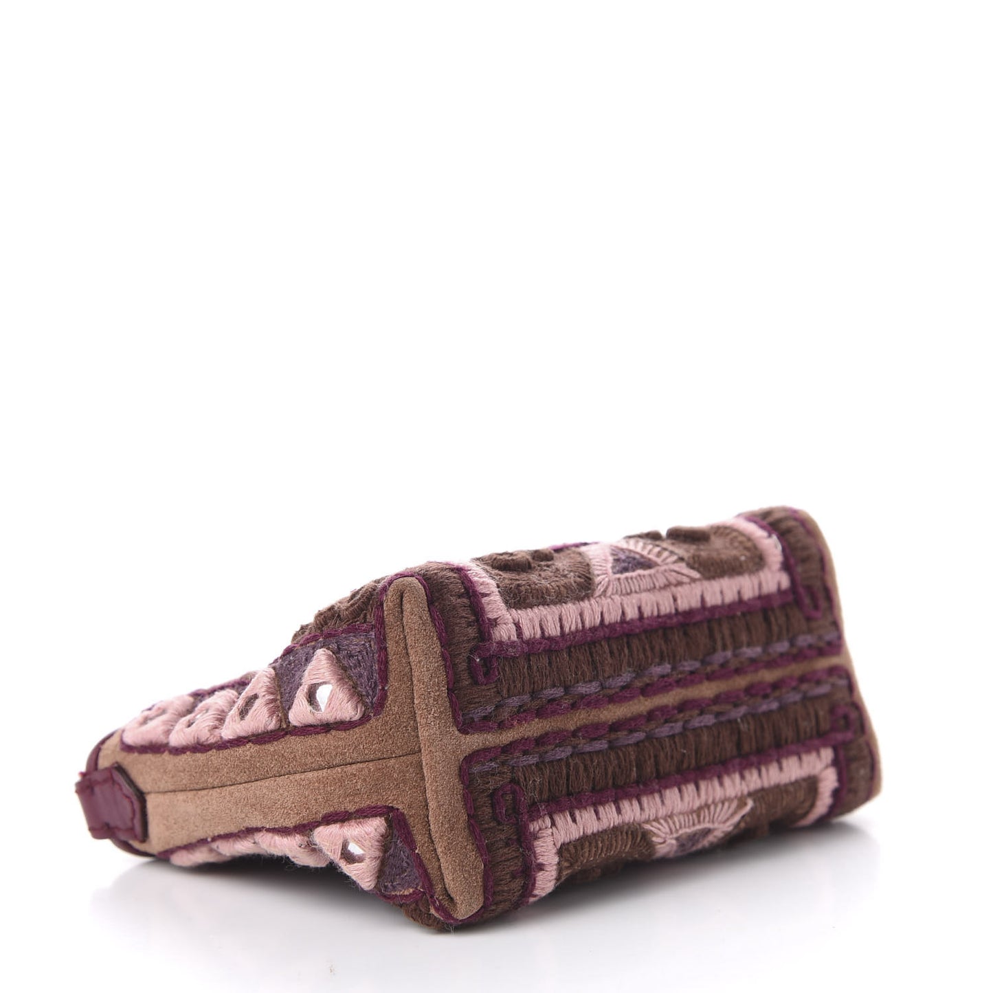 Suede Mirror Embroidered Key Pouch Multicolor