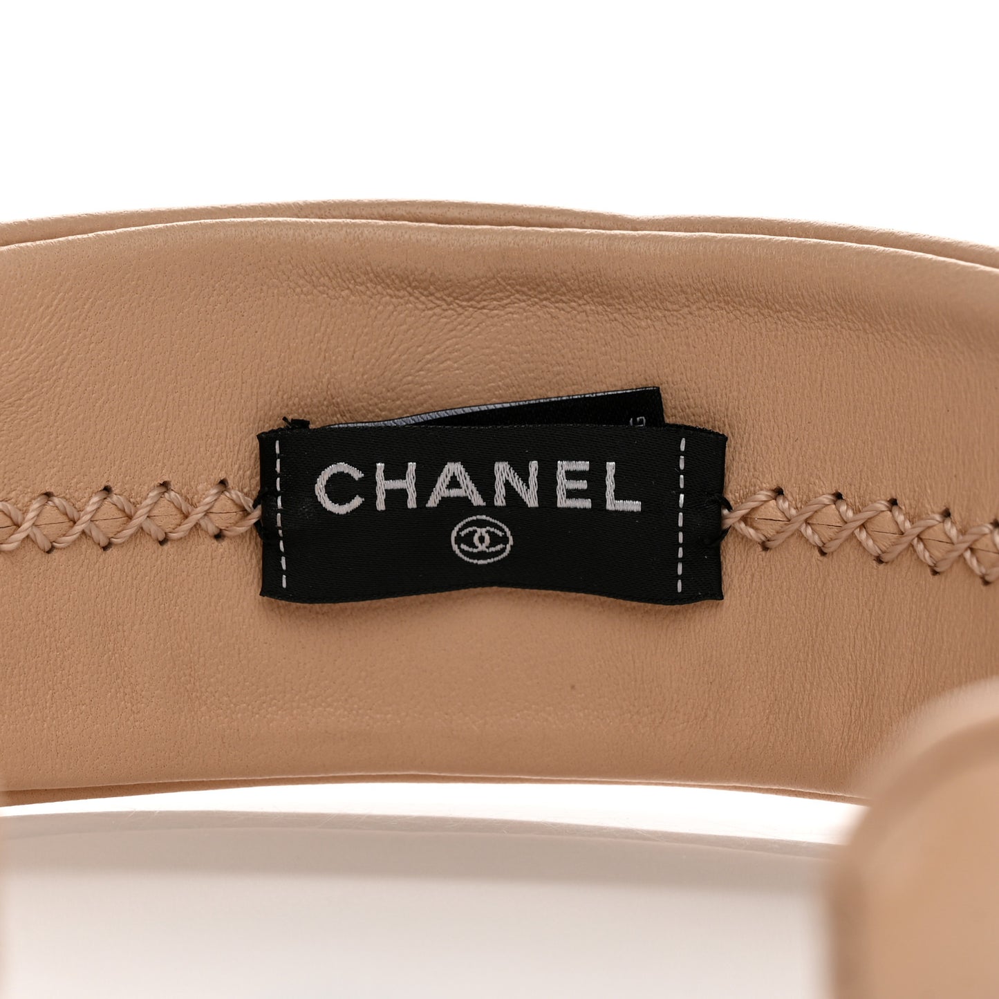 Lambskin Shearling Quilted Logo Headband Beige