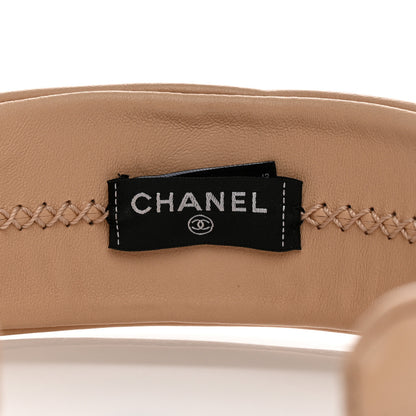 Chanel Lambskin Shearling Quilted Logo Headband Beige 5 of 5