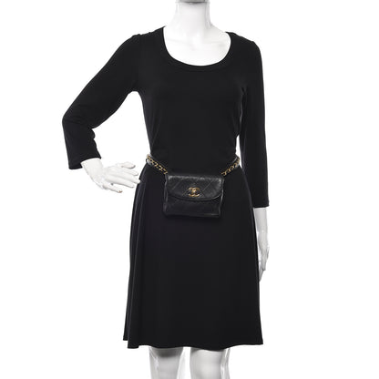 Chanel Calfskin Quilted Flap Waist Belt Bag Black 2 of 12