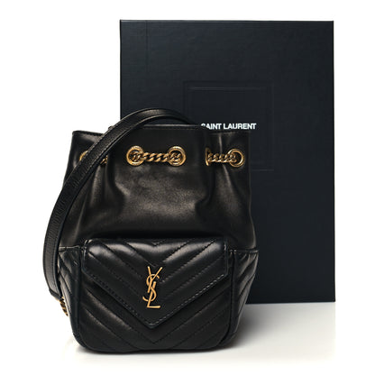 Saint Laurent Lambskin Matelasse Monogram Joe Nano Bucket Bag Black 11 of 11