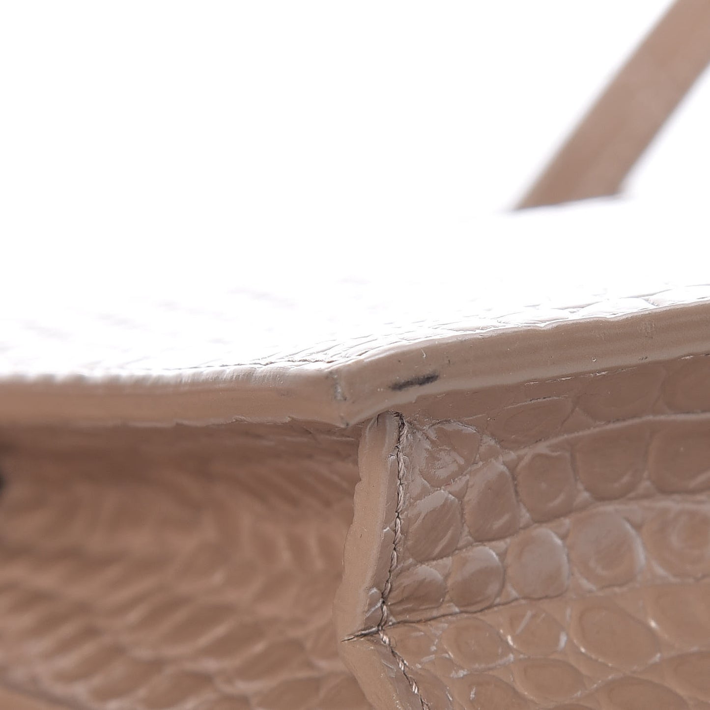 Calfskin Crocodile Embossed Kate Monogram Tassel Chain Wallet Taupe