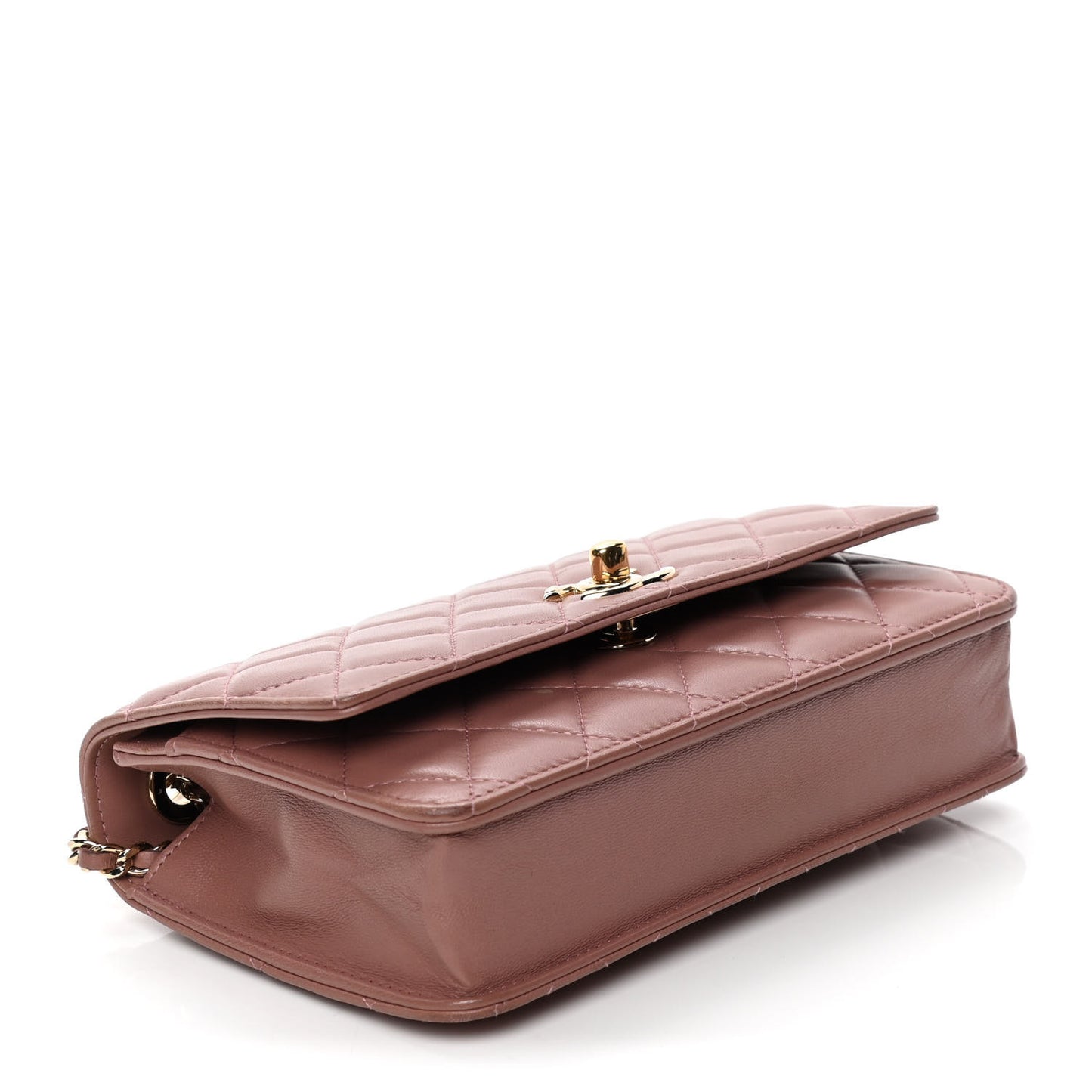 Lambskin Quilted Trendy CC Wallet On Chain WOC Nude