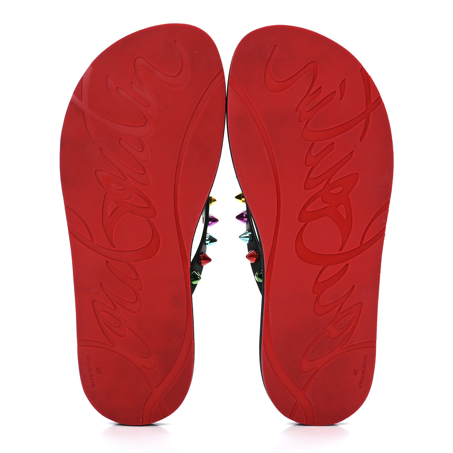Christian Louboutin Rubber Spike Loubi Donna Flip Flop 38 Black Multicolor 5 of 8
