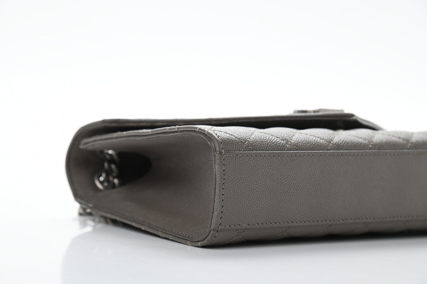 Grain De Poudre Textured Mixed Matelasse Medium Triquilt Monogram Satchel Earth
