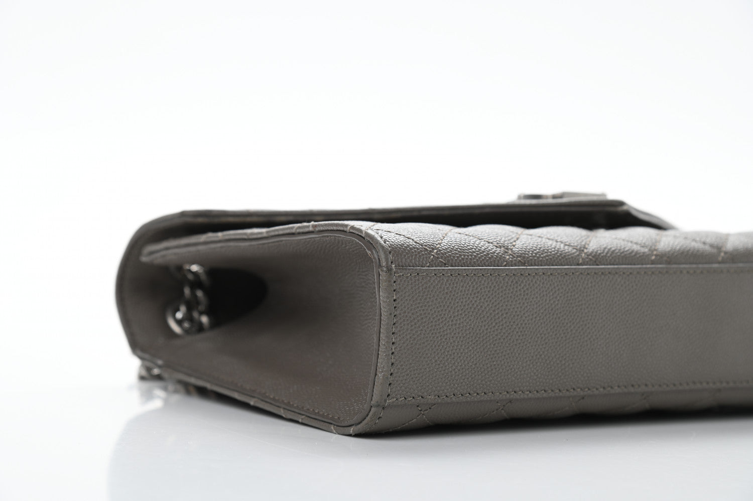Saint Laurent Grain De Poudre Textured Mixed Matelasse Medium Triquilt Monogram Satchel Earth 7 of 15