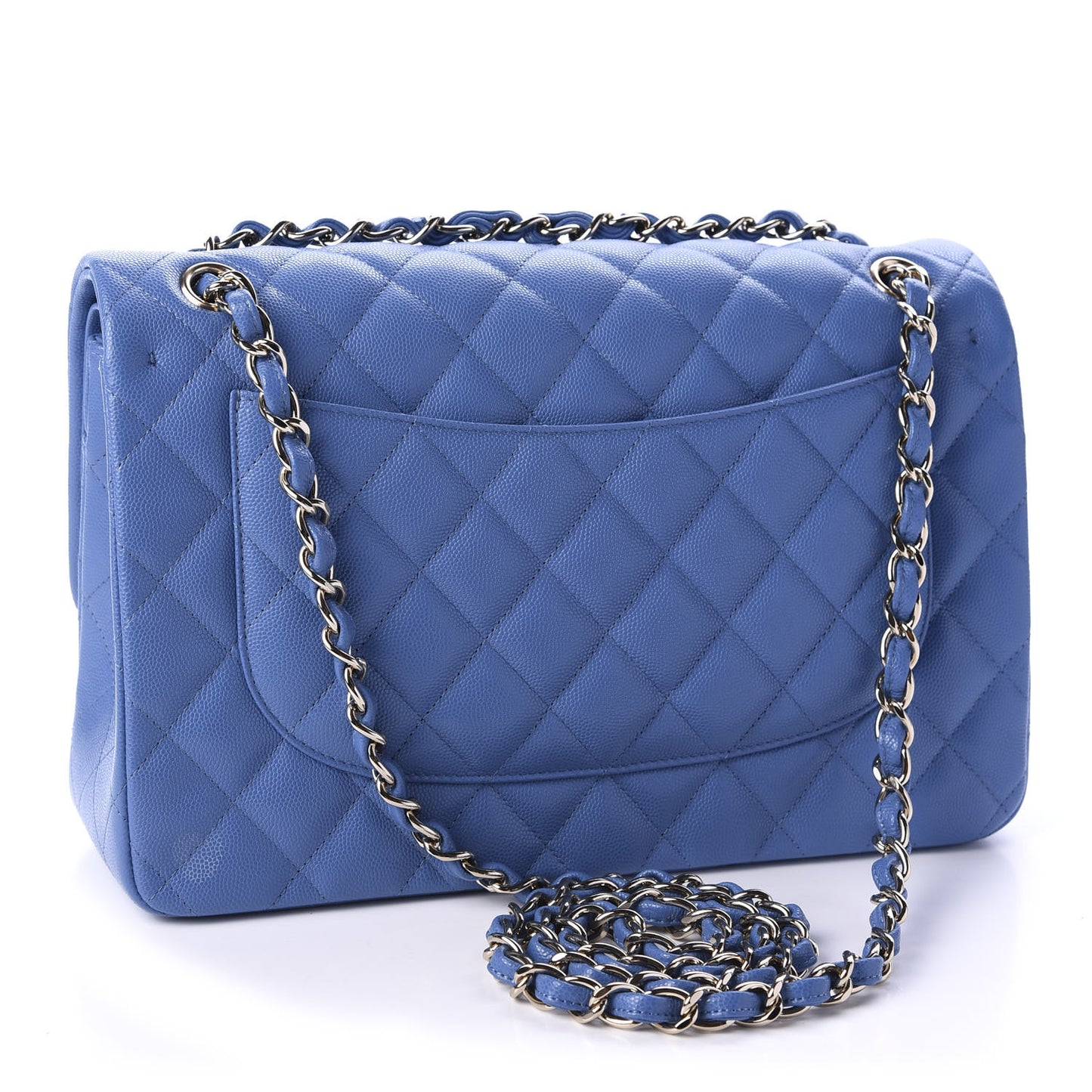 Caviar Quilted Jumbo Double Flap Blue