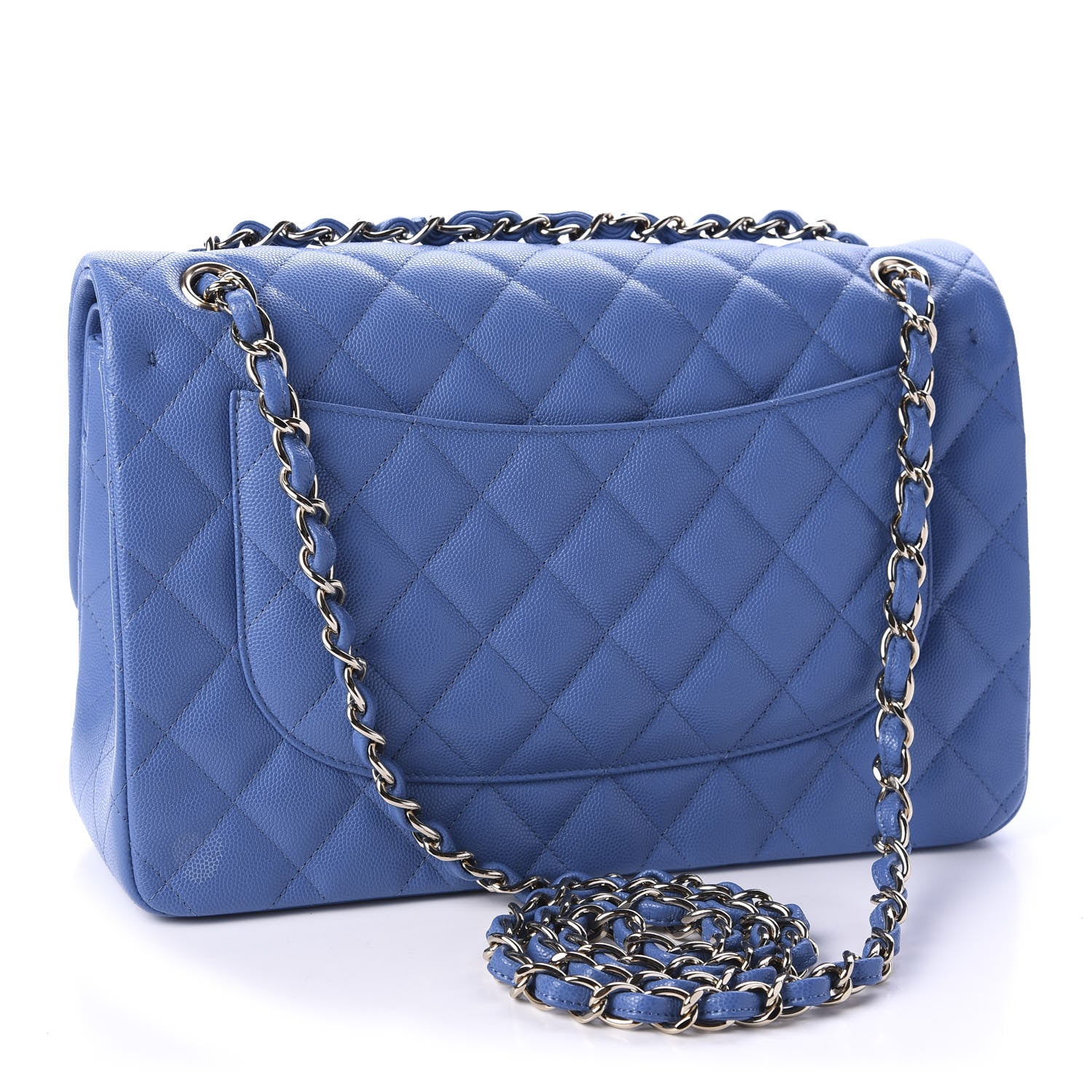 Chanel Caviar Quilted Jumbo Double Flap Blue 3 of 12
