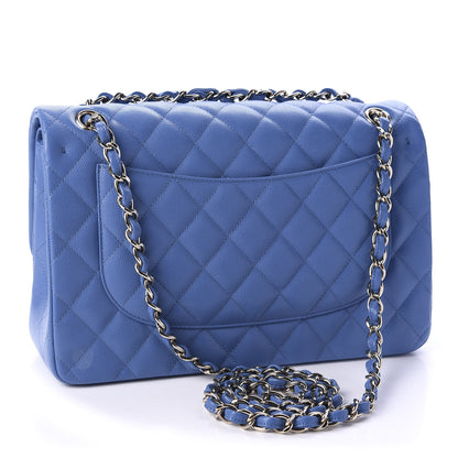Chanel Caviar Quilted Jumbo Double Flap Blue 3 of 12
