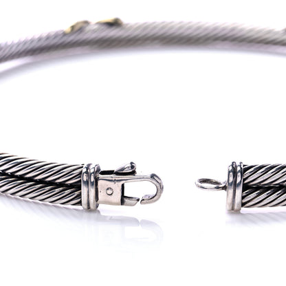 David Yurman Sterling Silver 14K Yellow Gold Double X Station Necklace 4 of 5
